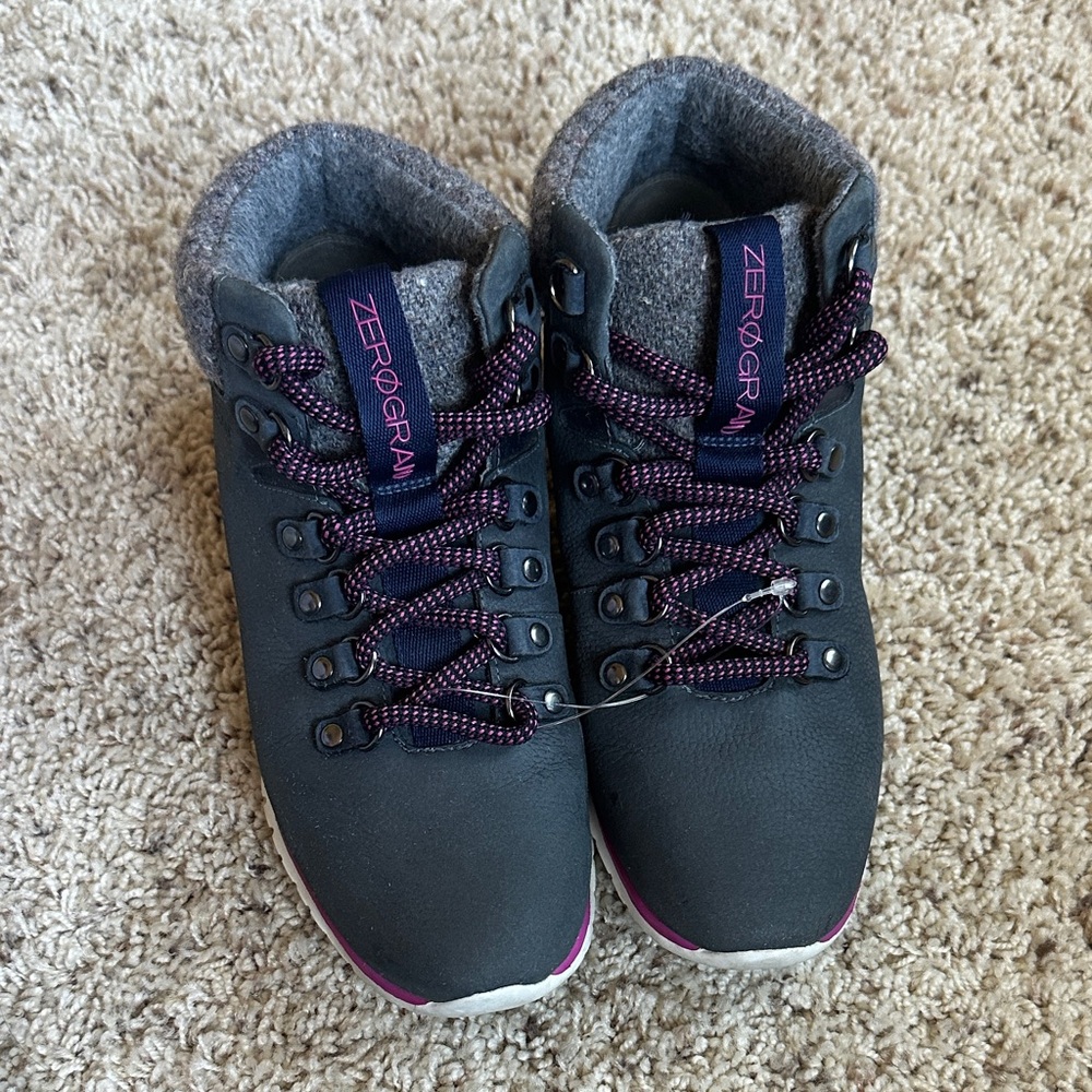 Cole Haan Zerogrand Gray and Purple boots